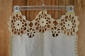 40" x 18" Vintage Leinen Tischläufer Kommode Schal mit handgehäkelten Enden & Seiten - Bild 1 von 12