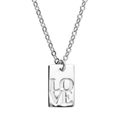 Love Tag Necklace Solid Sterling Silver 46cm / 18" 925 Hallmark - Image 1 of 2