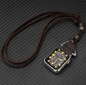 Mode Leder Armband für Apple Watch Halskette Ultra Band 49mm 44mm 40mm Anhänger - Bild 1 von 13