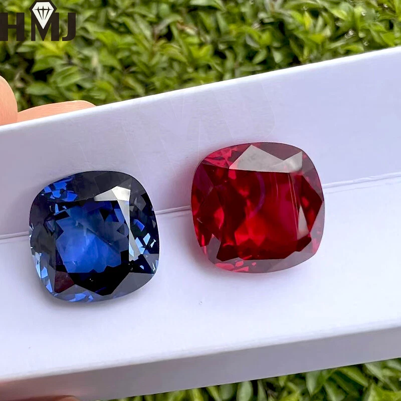 CERTIFIED Lab Grown Sapphire Ruby Cushion Ring Loose Gemstone 0.8 ct -24 ct 16mm - Image 1 of 4