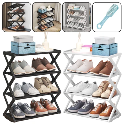 4 Tier Shoe Rack Stand Storage Self Organiser Lightweight Compact Space 8 Pairs  - Image 1 of 4