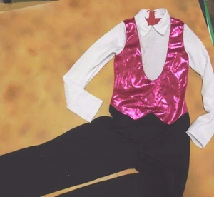 NWT Unisex Jumpsuit looks like Vest shirt pants Boys sizes hot pink foil Zipper - Picture 1 of 8