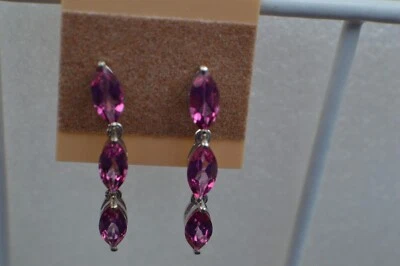 Pendientes colgantes de topacio místico rosa puro de 3,80 quilates platino sobre plata fina Foto 1 de 4