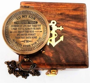 To My Son Personalized Brass Compass,Son from Dad, Gift for son, Mother Son Gift - Picture 1 of 5