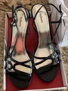 Style & Co. Size 9 M Black Snake Print Heeled Sandals Women's Shoes New w/box - Picture 1 of 5