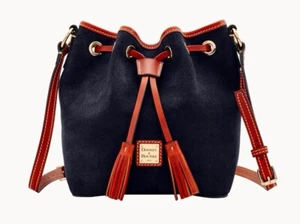 Dooney & Bourke Bucket Bag blau Wildleder & Leder Kordelzug rot innen nicht mehr produziert - Bild 1 von 20