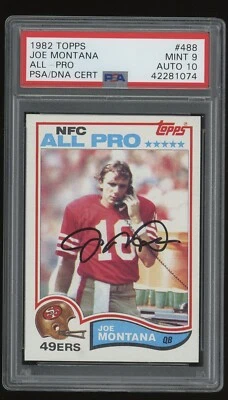 Joe Montana 1982 Topps #488 PSA 9 HARD AUTO 10! LOW POP!  Sick Auto!! - Imagem 1 de 2