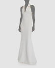 $1090 Badgley Mischka Women's White Sleeveless Beaded Halter Gown Dress Size 6