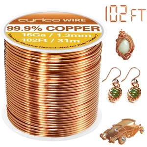 99.9% Pure Copper Wire, 16 Gauge 102 Feet Solid Copper Wire for Jewelry Making C - Picture 1 of 12