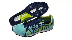 Size 11 Asics Hyper Rocket Girl XC Womens Cross Country Shoes Spikes Blue Lime - Picture 1 of 7