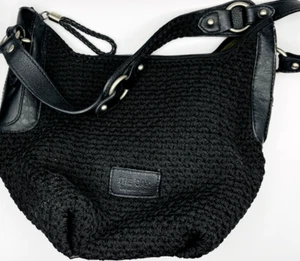 The Sak Black Crochet Bag Olive Green Interior - Picture 1 of 9