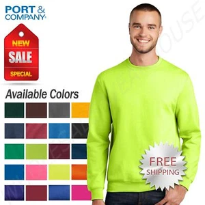 Port & Company Men's Long Sleeve Rib Knit Collar Crewneck Sweatshirt PC78 - Picture 1 of 57