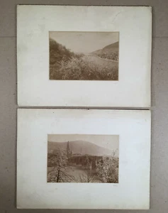 Heidelberg Alemania: Dos fotos montadas c.1900 puente Karl Theodor por MAX KÖGEL - Imagen 1 de 4