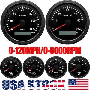 85MM Black GPS Speedometer 120MPH&Tacho 6000RPM Gauge Set for Boat Car Truck ATV - Bild 1 von 22