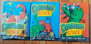 Lot of 3 unopened packs Dinosaurs Attack trading cards and stickers 1988 Topps - Picture 1 of 2