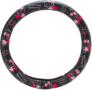 Sanrio OEM Hello Kitty Steering Wheel Black Cover Japan Light Car Kei Accessory - Picture 1 of 2