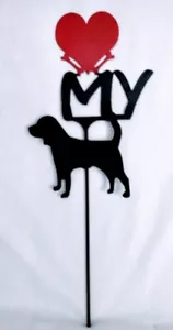 Beagle Love (Herz) Yard Schild Metall Silhouette Made in USA - Bild 1 von 1