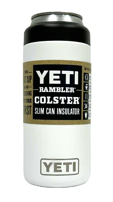 YETI Rambler Colster 12 oz Slim Can Cooler Insulator - White NEW 100% AUTHENTIC