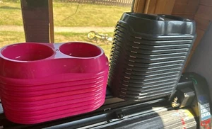25 Double Cat/Dog/kitten/puppy Feeding Bowl 2 Colours Wholesale Job lot - Picture 1 of 3
