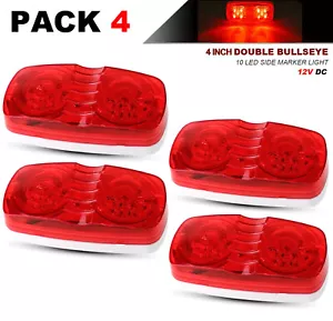 4x 4" Inch Red 12 LED Double Camper RV Truck Trailer Side Marker Clearance Light - Foto 1 di 8