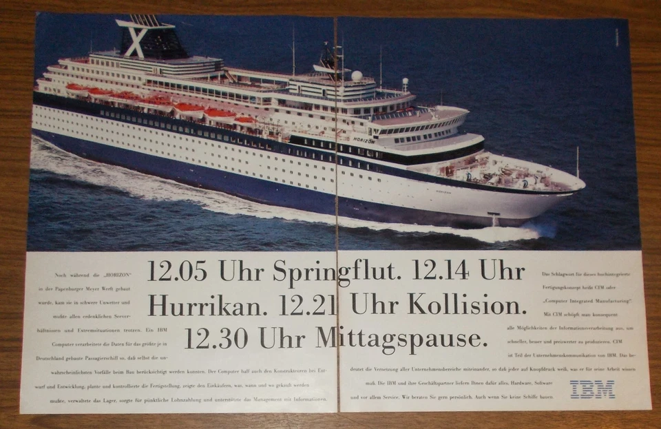 Seltene Werbung IBM CIM Kreuzfahrtschiff MS Horizon 1992 - Bild 1 von 1