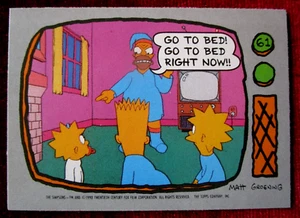 THE SIMPSONS - Card #61 - HOMER, BART, LISA, MAGGIE - "GO TO BED!" - TOPPS 1990 - Picture 1 of 2