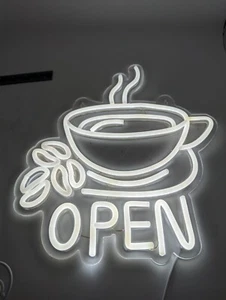 LED Neon Light Animated Coffee CUP Cafe Open Business  - Picture 1 of 11