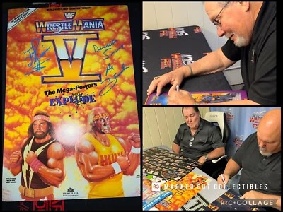Signed WWF WrestleMania 5 12x18 Poster DiBiase Demolition Ax Smash WWE - Image 1 of 3
