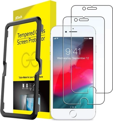 Paquete de 2 protectores de pantalla de vidrio templado para iPhone SE 3 2 8 7 6s 6 4,7" fácil instalación Foto 1 de 4