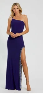 Mac Duggal 44030 Indigo Embellished One-Shoulder Gown Size Large NWT Formal - Picture 1 of 8