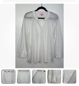 Lilly Pulitzer Elsa Eyelet Embroidery Top White Medium - Bild 1 von 6