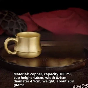 8.4cm Pure Copper Bamboo Joint Cup Tea Set Ornament Tea Tasting Cup Kung Fu Cup - Picture 1 of 3