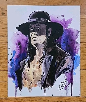 WWE Wrestler The Undertaker impresión artística en acuarela sin marco 8x10 Foto 1 de 2