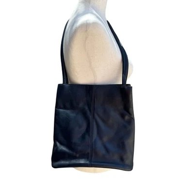 Giani Bernini Womens Navy Leather Dual Shoulder Strap Magnetic Closure Handbag - Image 1 of 4