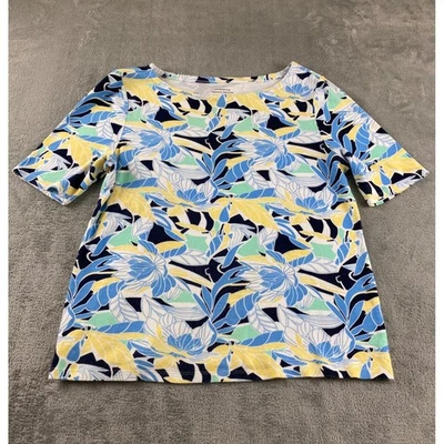 Charter Club 完美柔软皮马棉花卉印花 T 恤女式 L 码 — 第 1/4 张图片