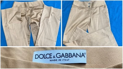 Pantalones de algodón de colección Dolce Gabbana hechos en Italia 42 IT 6 EE. UU. pantalones tostados camel D&G usados en excelente estado Foto 1 de 4