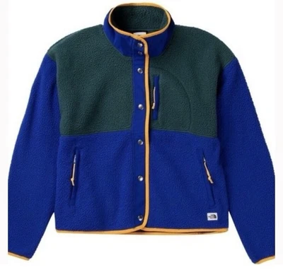 Jaqueta de lã feminina The North Face colorblock botão Cragmont azul verde - Imagem 1 de 2