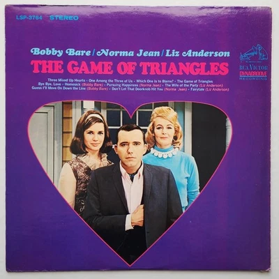 BOBBY BARE / NORMA JEAN / LIZ ANDERSON - THE GAME OF TRIANGLES LP 1967 STEREO - Image 1 of 4