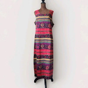 Kathie Lee Dress Size 14 90s Colorful Tank Style Fiesta Vintage Lightweight - Picture 1 of 8