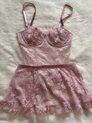 Victoria's Secret Lingerie Teddy French Maid Skirt Apron Outfit Shine Strap XS - Image 1 of 4