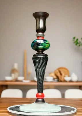 loan Nemtoi Hand Blown Glass Art Deco Signed Candle Holder - Image 1 of 4