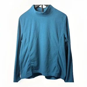 Lands’ End teal fleece mock neck sweater size XL - Picture 1 of 3