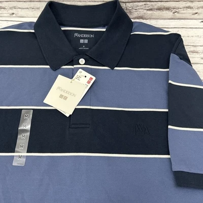 UNIQLO x JW ANDERSON Dry Pique Polo Shirt Blue Striped Mens Size Medium NEW - Image 1 of 4