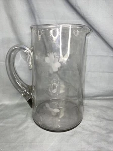 Brocca brocca brocca 48 oz vetro inciso cristallo trasparente rosa vintage depressione barocca - Foto 1 di 3