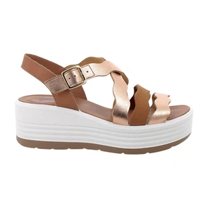 Sandali scarpe aperte Igi&Co donna con zeppa in pelle cipria-cuoio 7667122 - Imagen 1 de 3