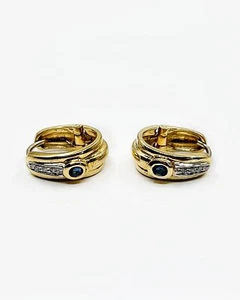 Boucles d'oreilles or 18k 6.66 saphirs et Diamants - Bijoux occasion - Picture 1 of 1