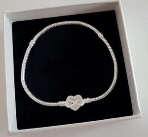 EDLES ARMBAND 925 SILBER Charm Murano Sicherheitskette Anhänger Pandora ZIRKONIA - Bild 1 von 3