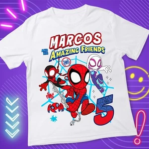 Spidey and Amazing Friends Birthday Custom T shirt Kids size 4 White - Picture 1 of 5
