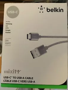 Belkin MIXIT USB-C to USB-A 10FT Cable For Samsung, Google, iphone, Apple iPad - Picture 1 of 1