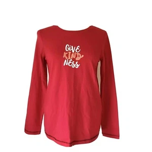 Hue Give Kindness Knit Pajama Top Size Medium M Tango Red with Sequin Design - Picture 1 of 5